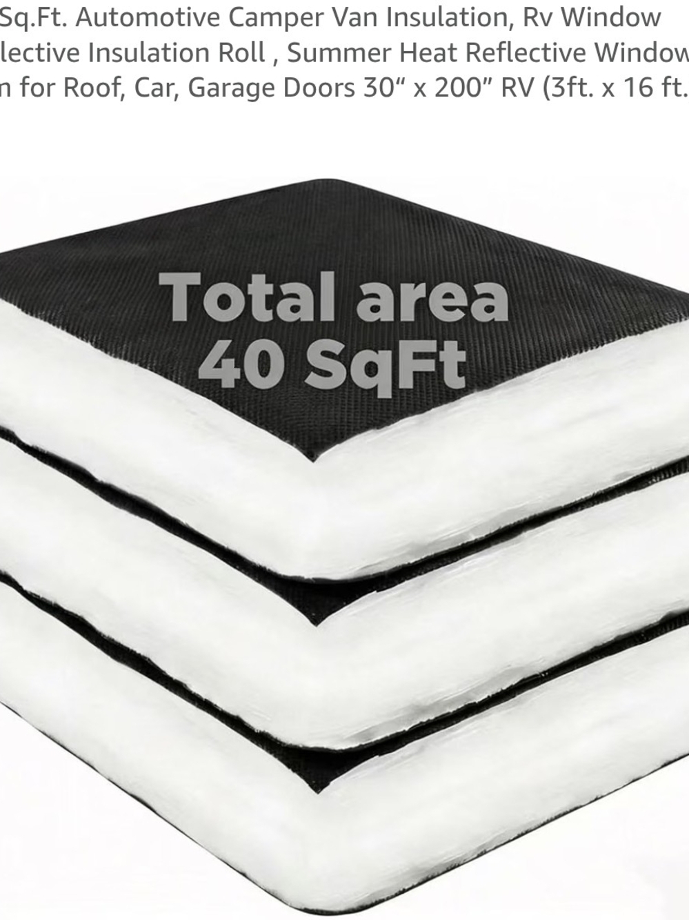 40 Sq.Ft. Automotive Camper Van Insulation, Rv Window Reflective Insulation Roll